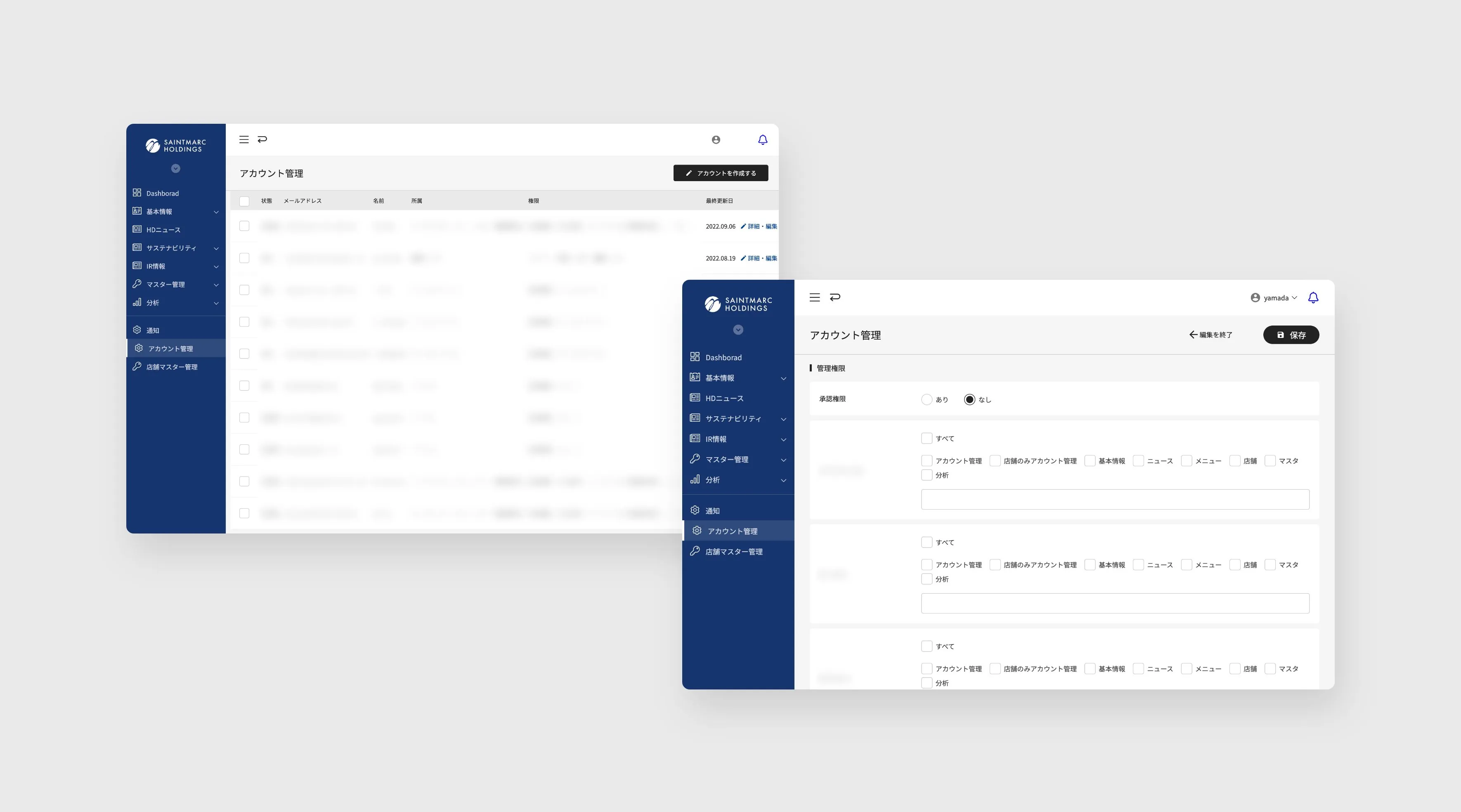 サンマルクサイトのCMS画面